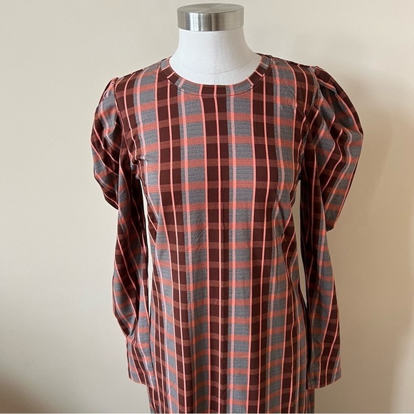 New! Tanya Taylor Nancy dress long sleeve plaid 17391 - Picture 6 of 14